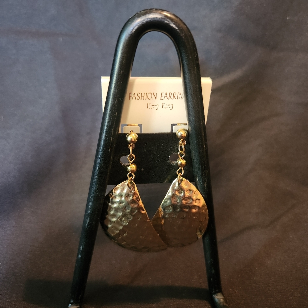 Fashion Jewelry Gold Hammered Earrings